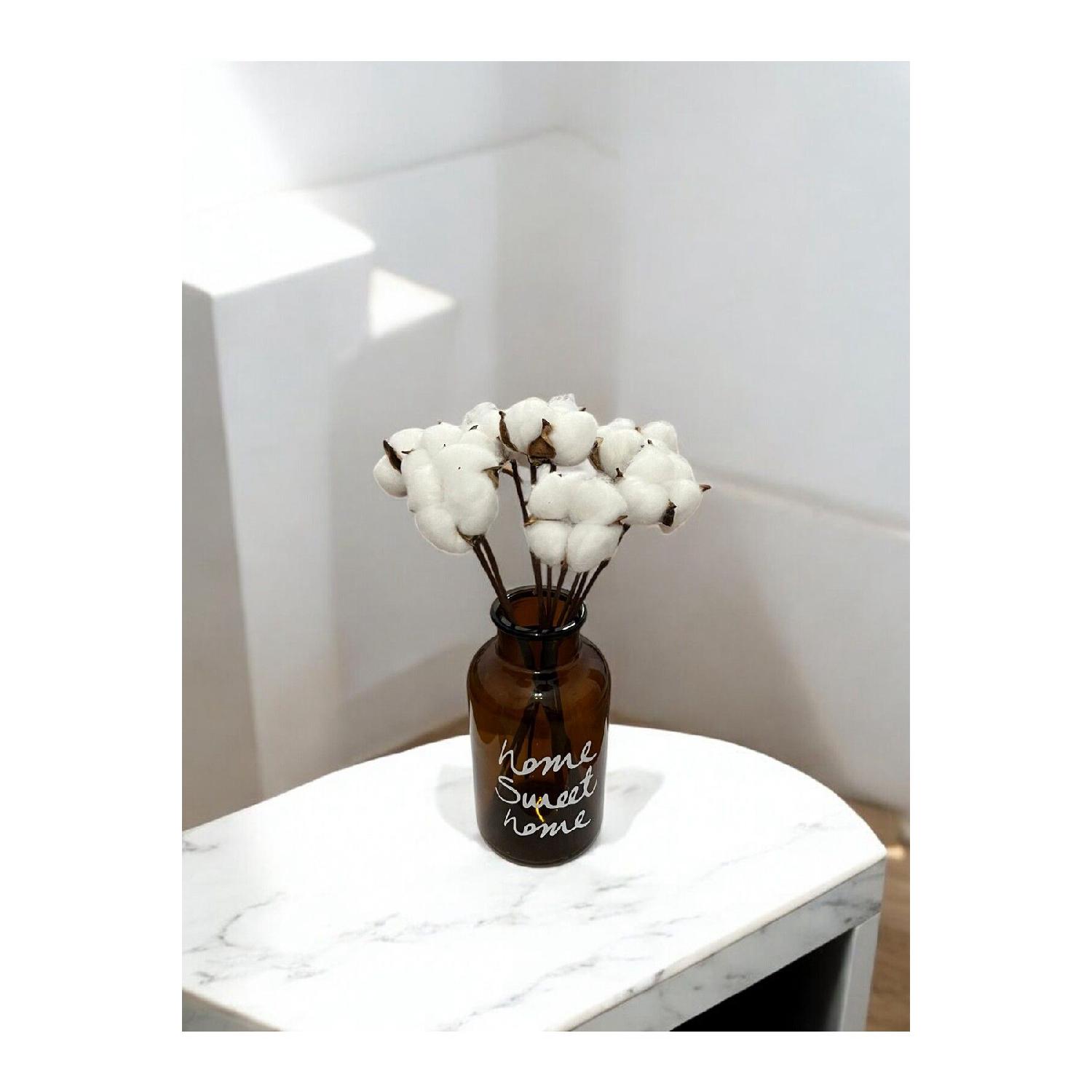 

Amber Brown Glass Vase 20 Cm White Natural Cotton Branches 10 Pieces коричневый