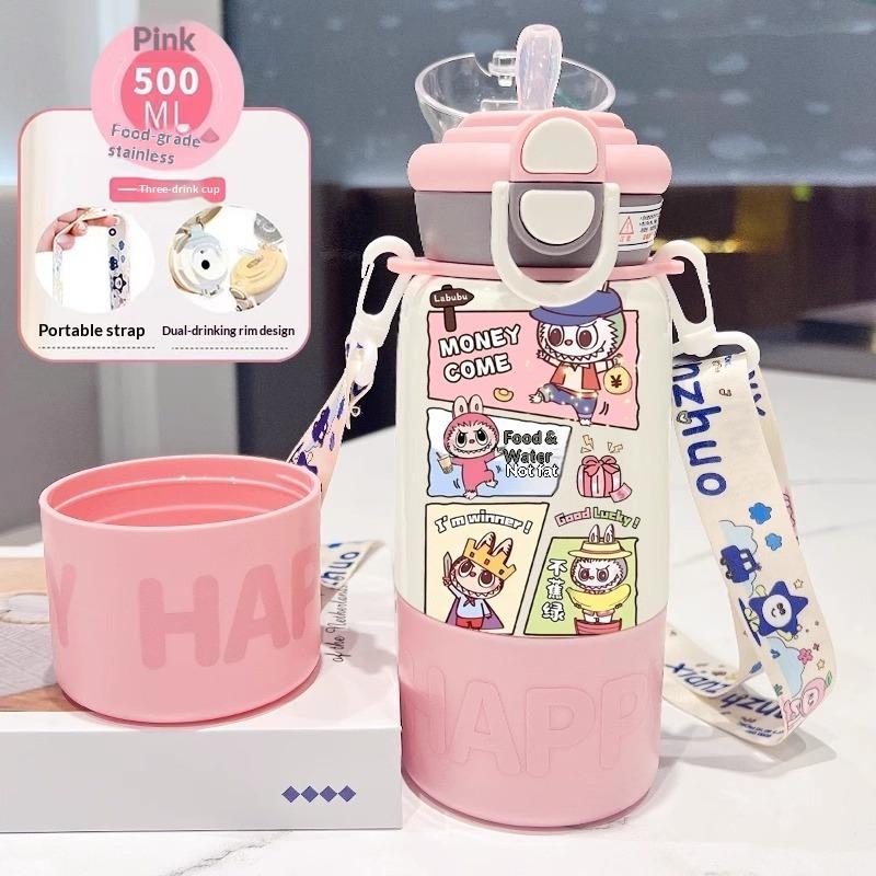 Thermos Cup Children's Double Cup Lid Water Cup Student Use School Convenient Thermal Insulation Pot