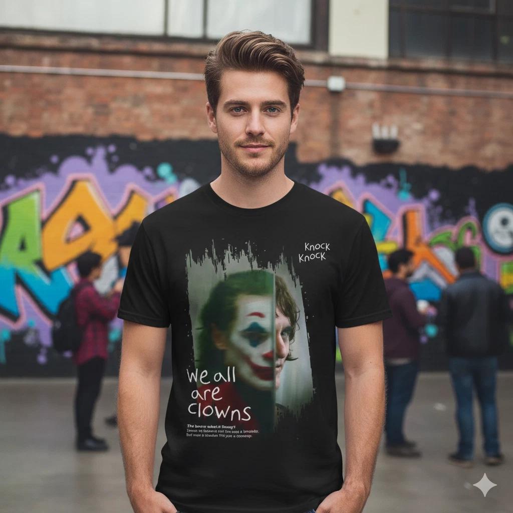 Unisex Adult Casual Movie Joker Movie Graphic T-Shirt Joaquin Phoen... M