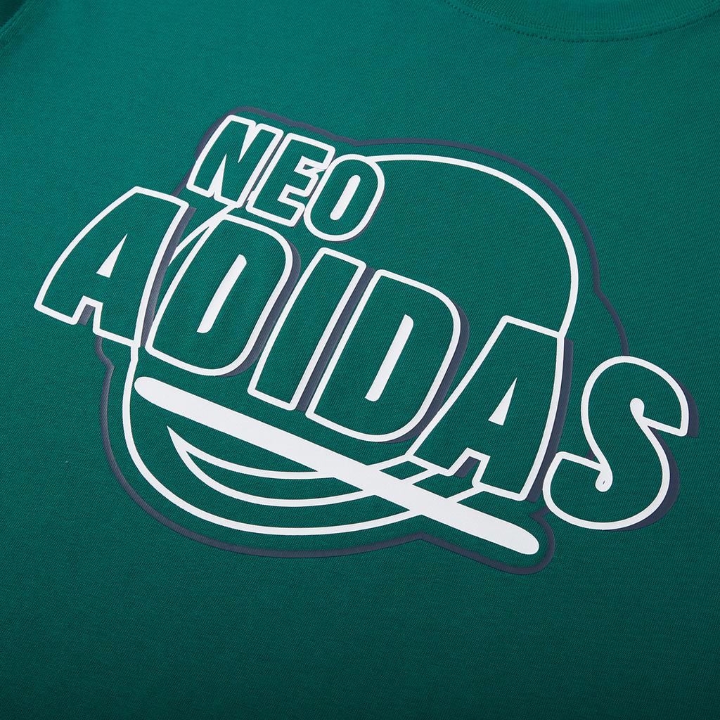 Adidas Neo Letter Print Pattern Breathable Casual Round Neck Short Sleeve T-Shirt Unisex Tops Green JD1433