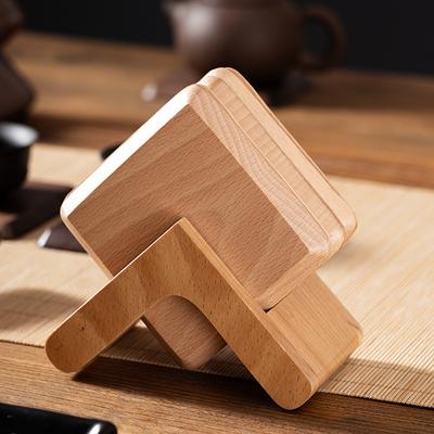 6Pcs Wooden Coaster Set Cup Mat Coffee Tea Cup Coaster Wood Drink Coasters with Holder Hot Pad Table Mats Kitchen Accessories