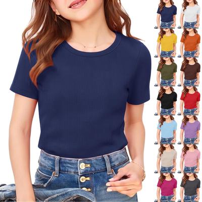 T-shirt a righe in maglia a maniche corte aderente da bambino