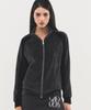 Rawmantics Color Block Velvet Track Jacket Zip-Up Black