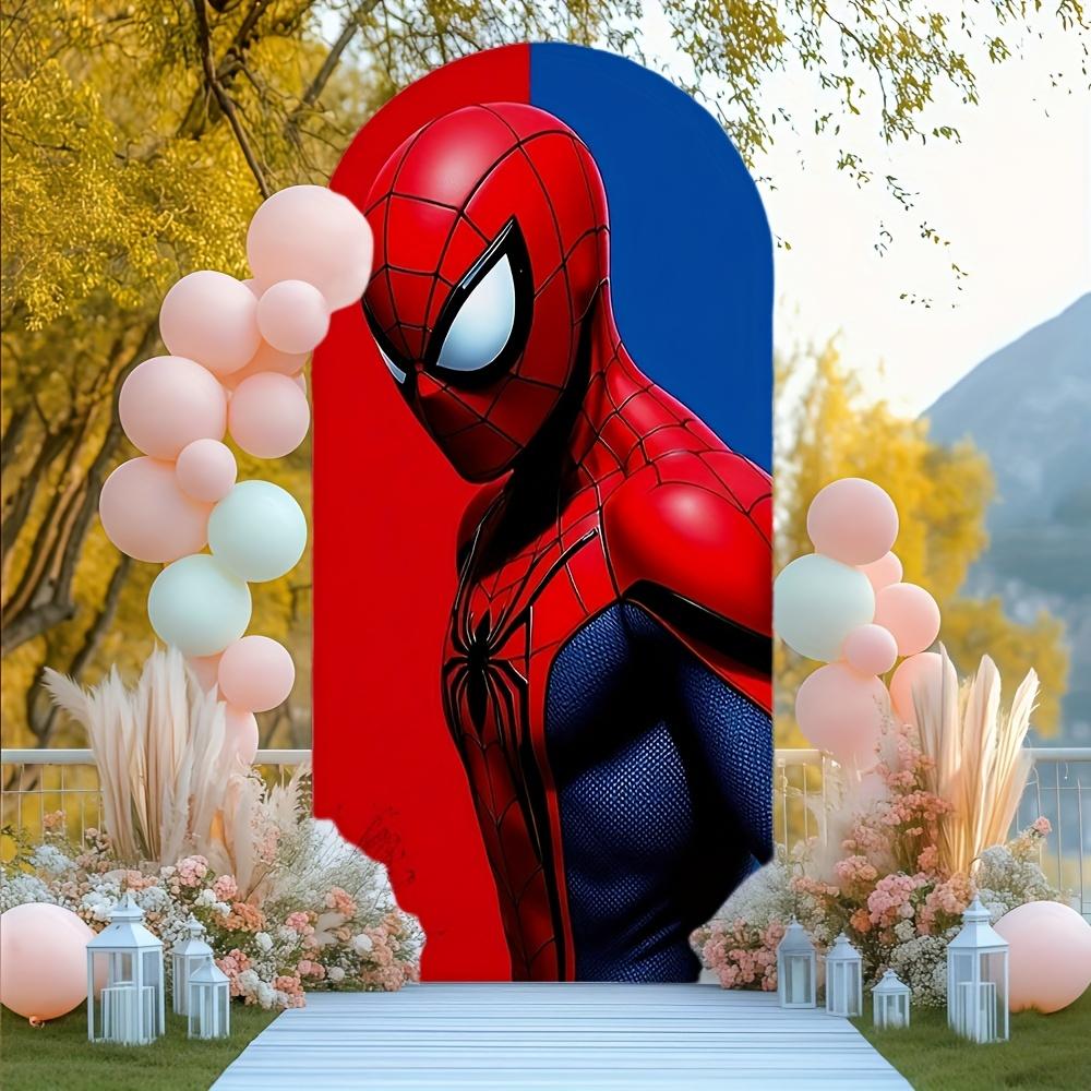 BEPAN Spiderman theme arched background customizable children's birthday party decoration background baby shower props stretch fabric