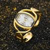 Luxury Golden-Tone Women'S Quartz Wristwatch Elegant White Dial & Golden Hands, Oval Case, Alloy Strap, Perfect Gift For Women