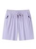 Women's Summer Ice Silk Shorts - Breathable, Versatile, Slimming Three-Quarter Pants with Customizable Logo Options.