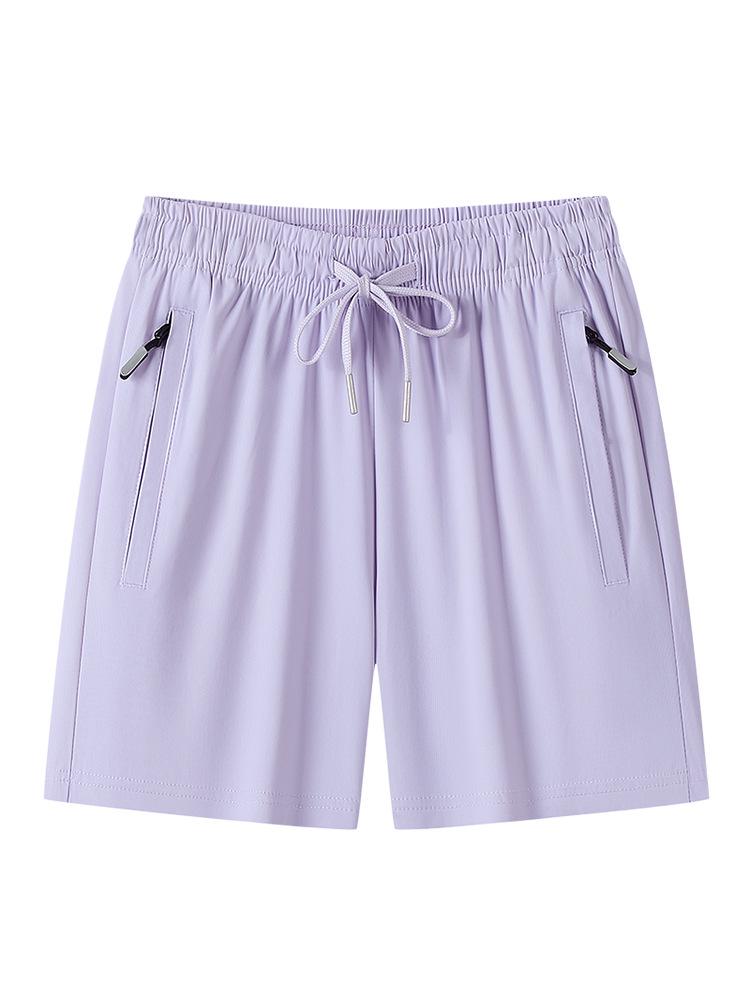 Women's Summer Ice Silk Shorts - Breathable, Versatile, Slimming Three-Quarter Pants with Customizable Logo Options.