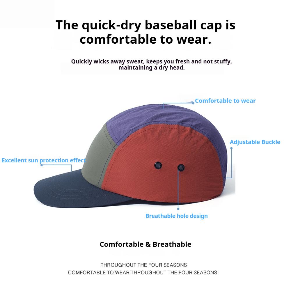 Unisex 5-Panel-Kappe Colorblock Camp-Hut Outdoor Schnelltrocknend Nylon Baseballkappen Streetwear Hip Hop Flacher Schirm Patchwork Snapback Herren