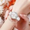 OLEVS watch women popular leather strap wristwatch quartz beautiful bracelet set lightweight slim waterproof date luminous white gift girlfriend.