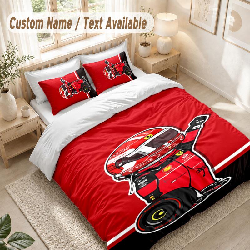 Formula 1 Bedding Set, 1 Duvet Cover & 2 Pillowcases Soft Comfortable Bedroom Home Textile Decor