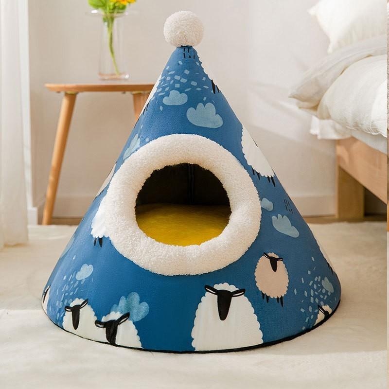 Autumn and Winter Dog Elk Tent Yurt Kennel Warm Thickened Closed Cat Litter Pet Litter