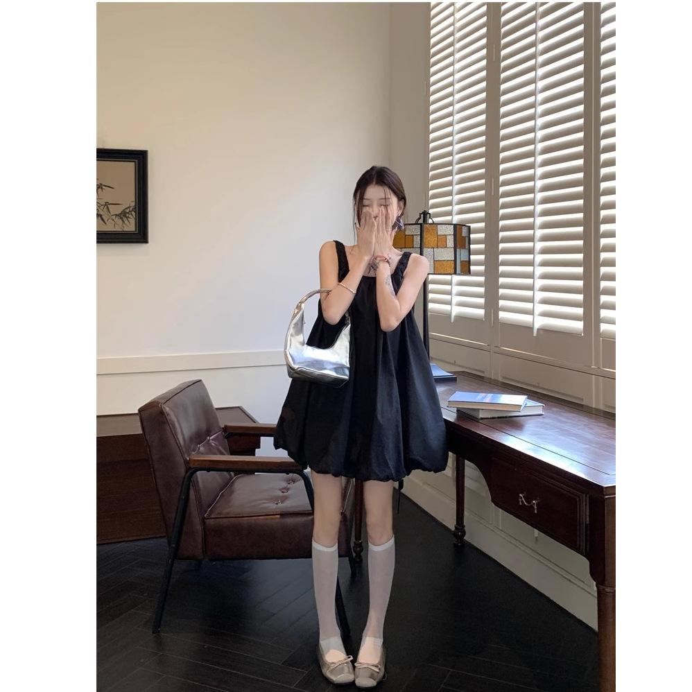 Simple U-neck Bud Vest Dress Women's Spring New Sweet and Spicy Style Loose and Thin Casual Super Fairy Dress