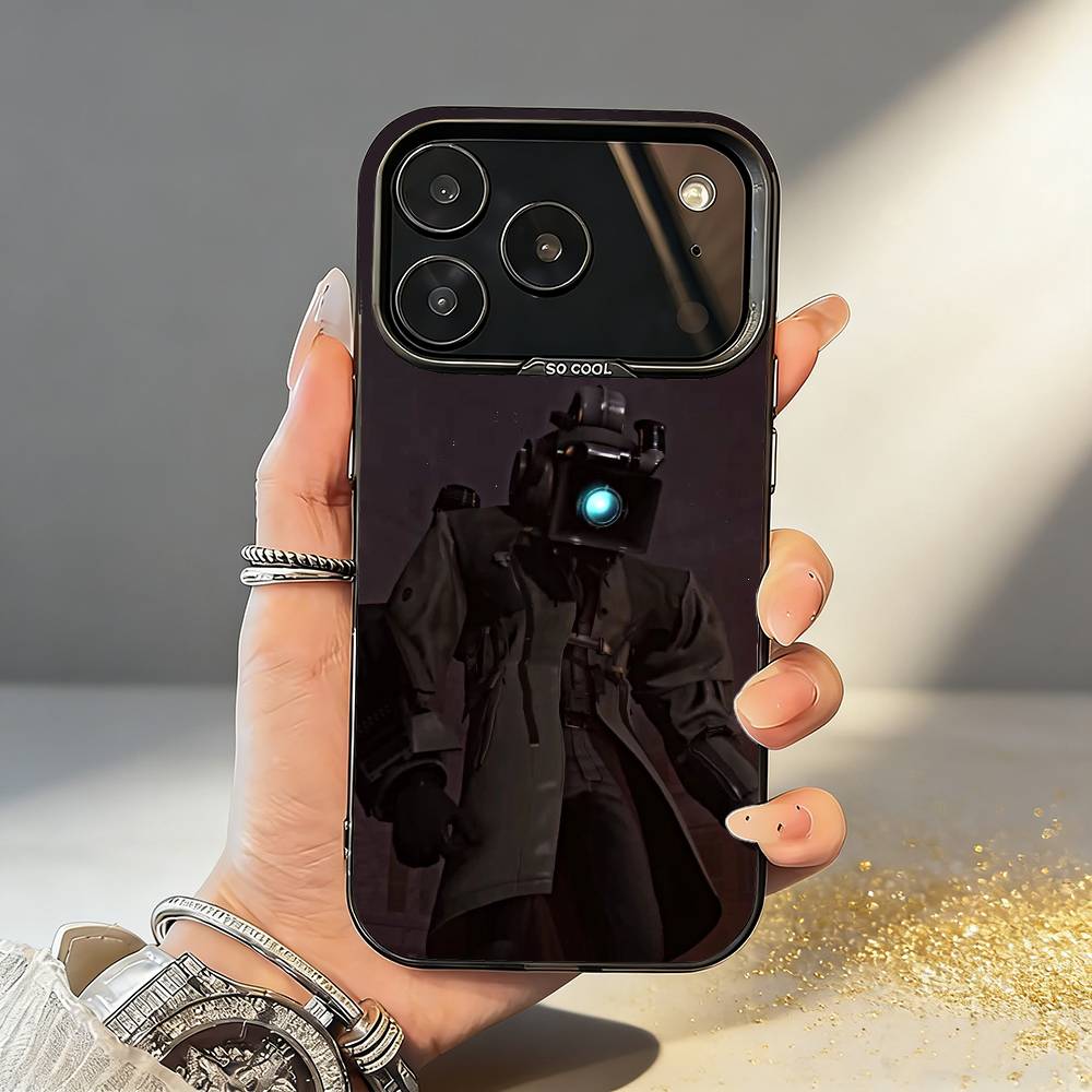 Custodia per Telefono ANIME S-Skibidi T-Toilet Per iPhone17,16,15,14,13,12,11,Pro,MAX Grigio Opaco Silicone Copertura Nera
