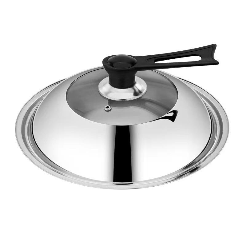 Thickened Stainless Steel & Glass Combination Wok Lid