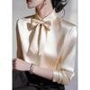 Summer-inspired, Versatile Long-sleeved Blouse with A Bow Collar for Women