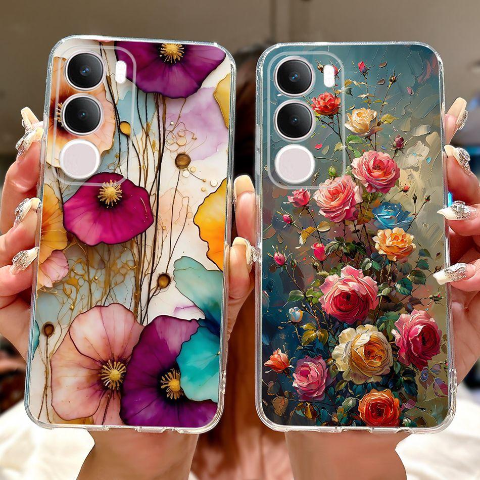 For Vivo Y19S V2419 Elegant Floral Butterfly Painting Phone Case For Vivo Y19s Y 19S 4G Soft Silicone TPU Cases