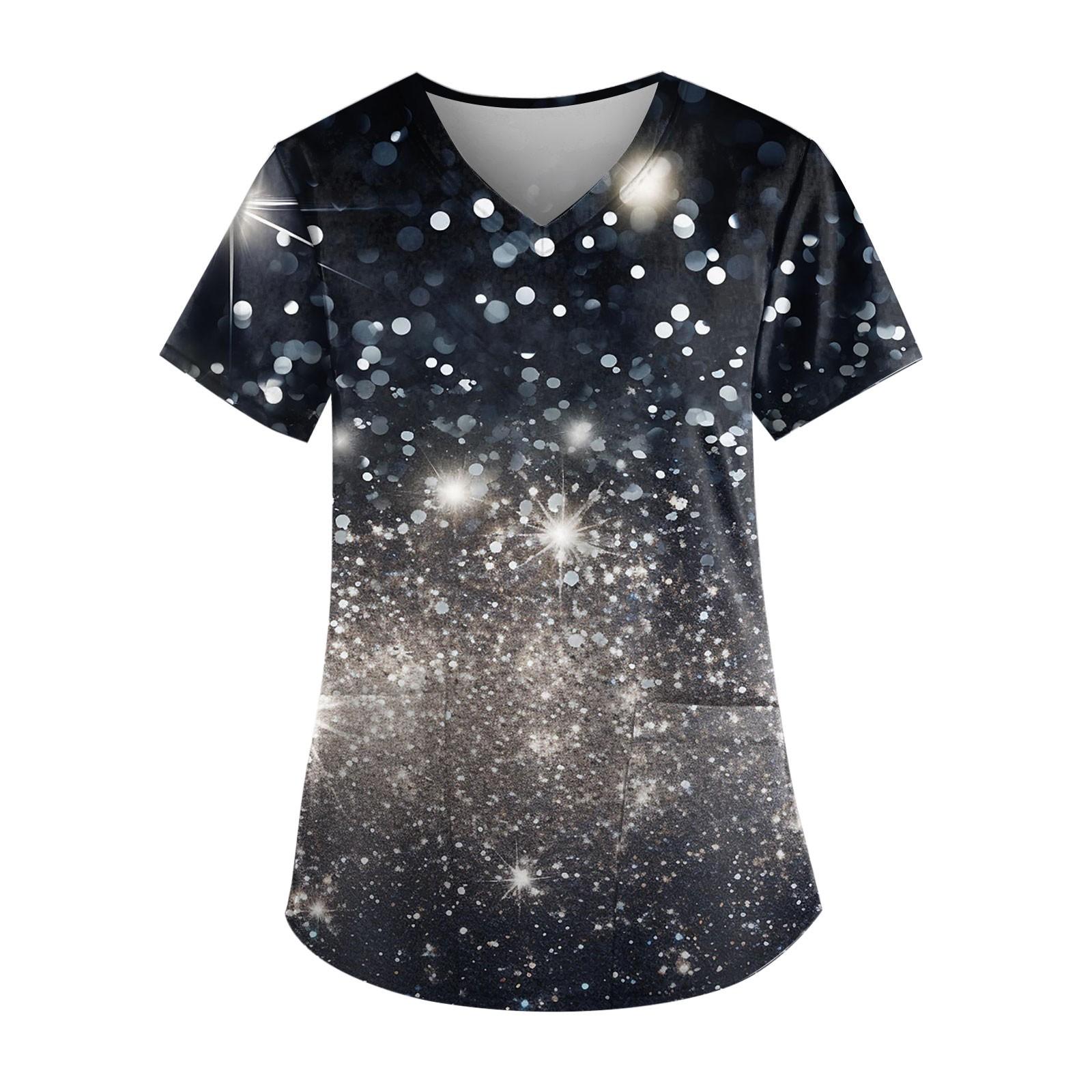 

Женский топ-карман с струящимся золотым принтом и имитацией пайеток XXXXXL чёрный