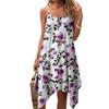 Women's Summer Casual Vintage Floral Print Round Neck Adjustable Suspender Dress With Pockets