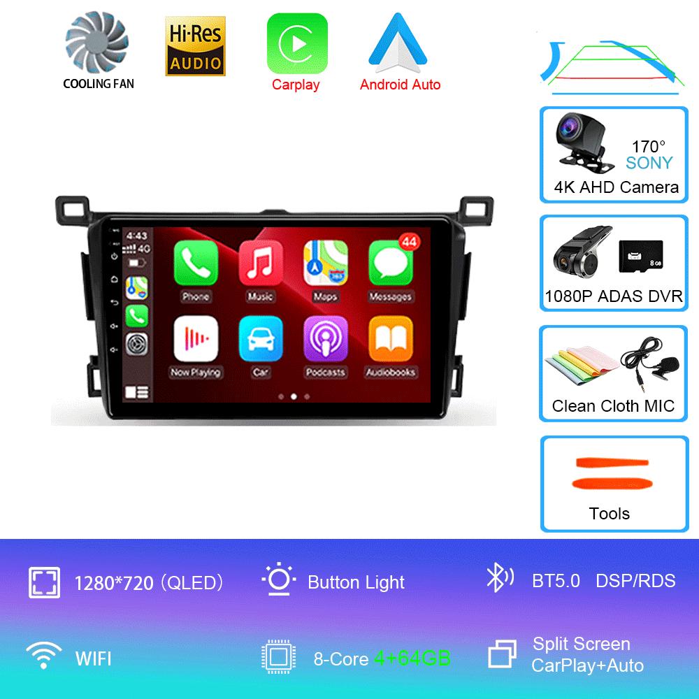 Android 14 For Toyota RAV4 Rav 4 2013 2014 2015 - 2019 Carplay Auto Car Radio GPS Navigation DSP 360 Camera 2 Din Video Stereo
