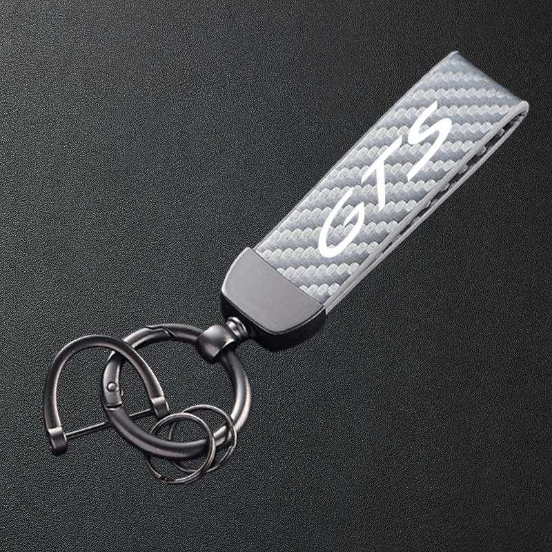

For Porsche GTS Cayenne Cayman Panamera Macan 911 718 928 901 930 Carbon Fiber Textured Leather Keychain Car Keyring