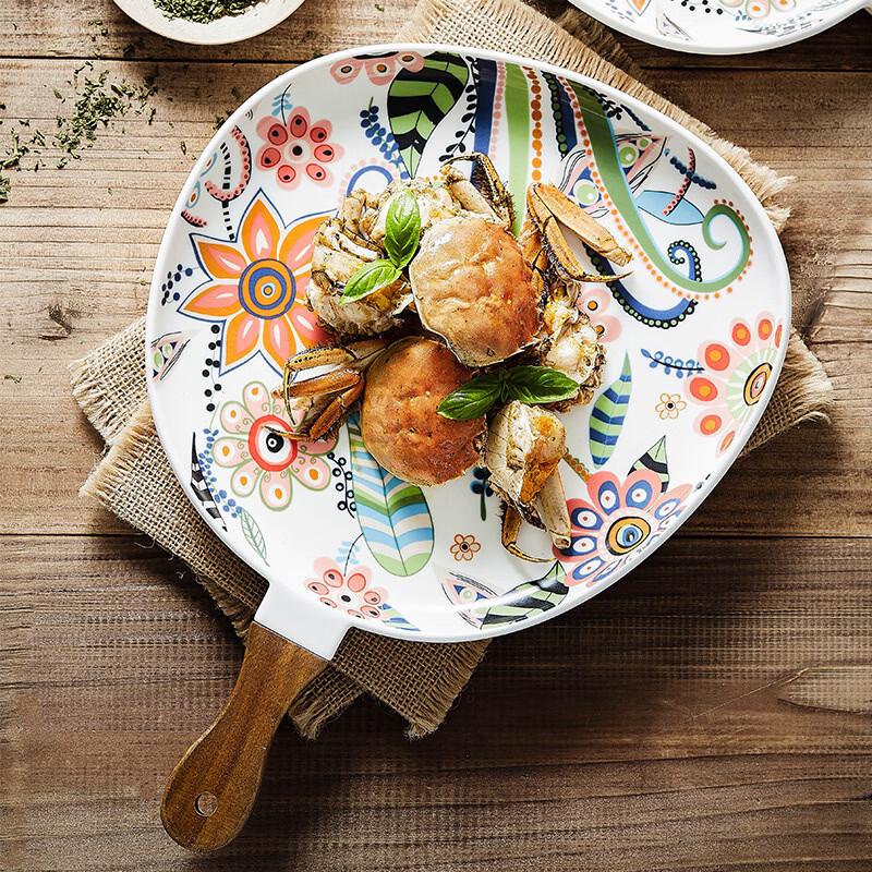 VAKADA Irregular Deep Ceramic Salad Bowl
