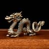 Vintage Brass Zodiac Dragon Small Statue Desktop Ornament Chinese Mythical Beast Figurines Home Feng Shui Decorations Crafts