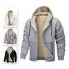 Sonbahar ve Kış Erkek Uzun Kollu Sweatshirt Kuzu Yünü Fermuarlı Kapüşonlu Kalın Sıcak Ceket Günlük Spor Polar Mont Kapüşonlu Erkek Ceketleri