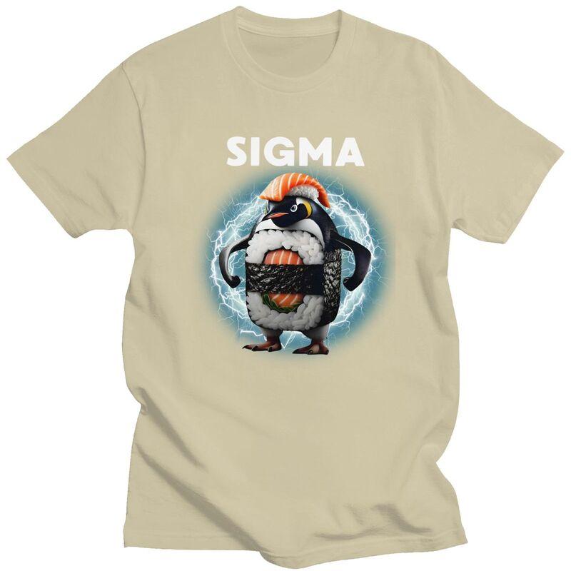 Sigma Italian Brainrot Meme Penguin Sushi T Shirt for Men Tshirt Fashion Short Sleeve Tee Shirt Slim Fit Clothing Gift