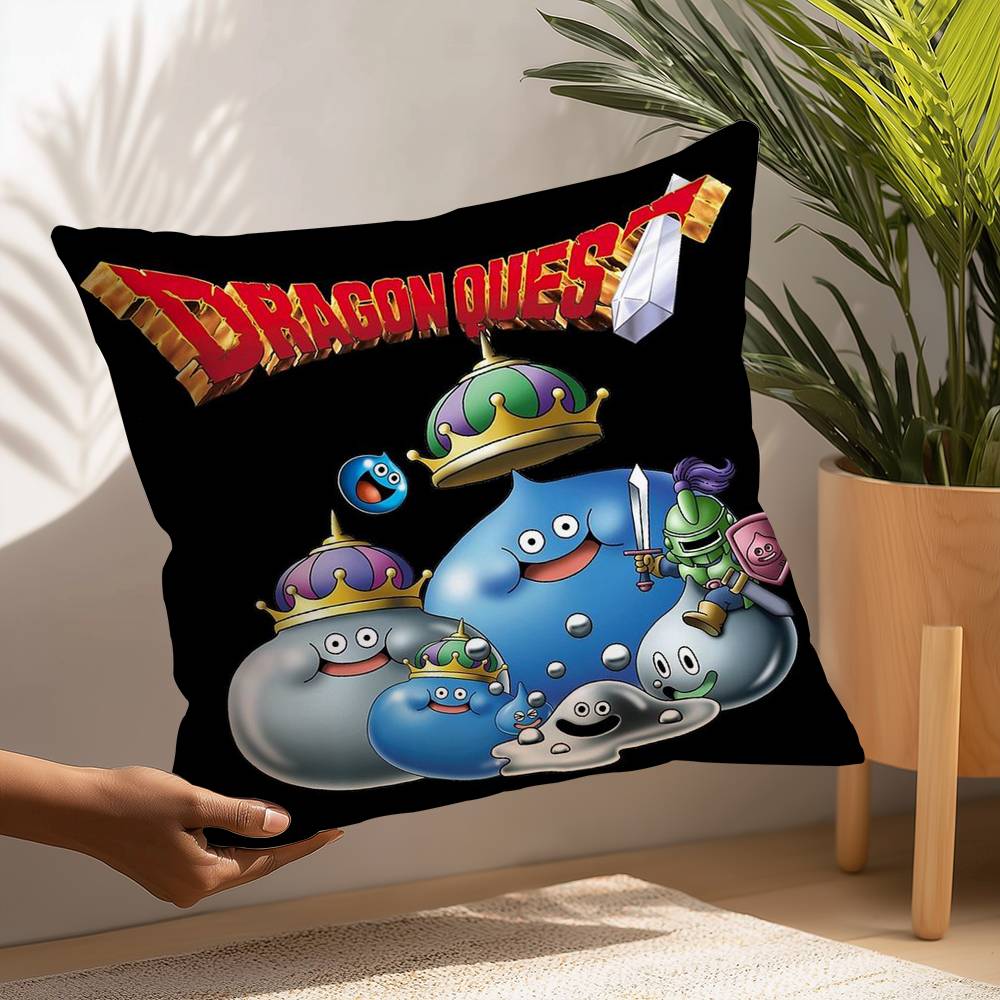 D-Dragon Quest Slime Pillow Case Plush Fabric Soft Pillowcase Double Sided Print Cushion Cover Household Gifts
