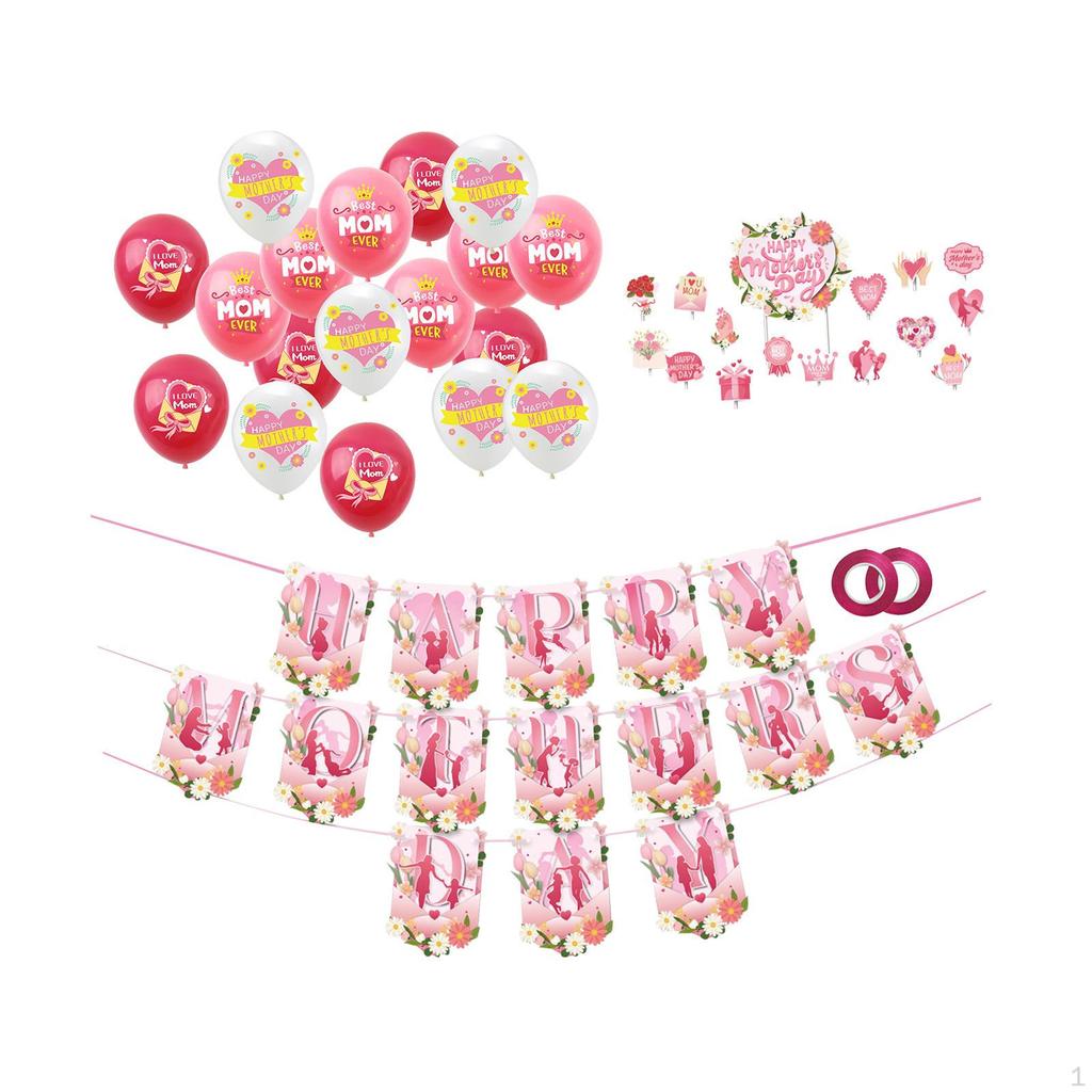 Mother's Day Decorations Cake Toppers Photo Backdrop Props Happy Banner