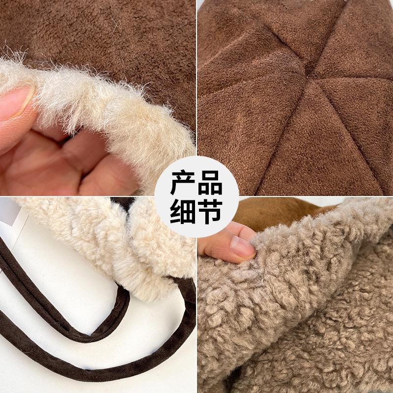 Suede Lei Feng Hat Children'S Winter Strap Riding Pullover Hat Thickened Fleece Cold-Proof, Windproof And Warm Ear Protection Hat