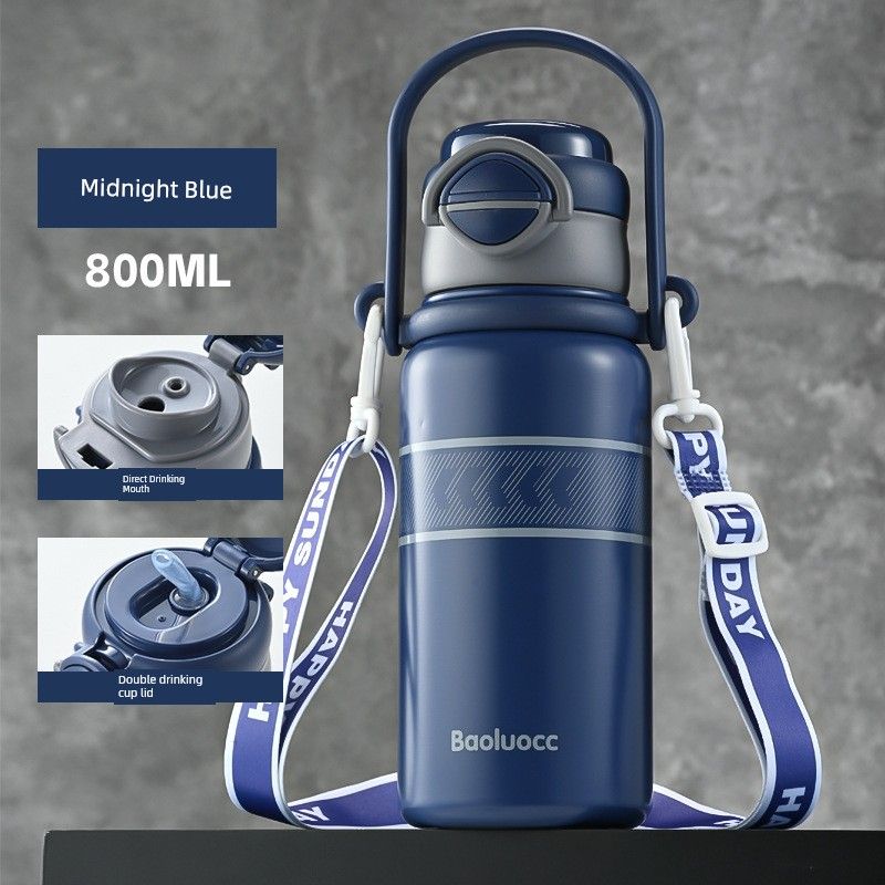 Travel Handle Insulated Thermos Large Capacity Thermos Cup for Women with High Aesthetic Value, Thermos Cup with Straw, 316 Stainless Steel Water Cup