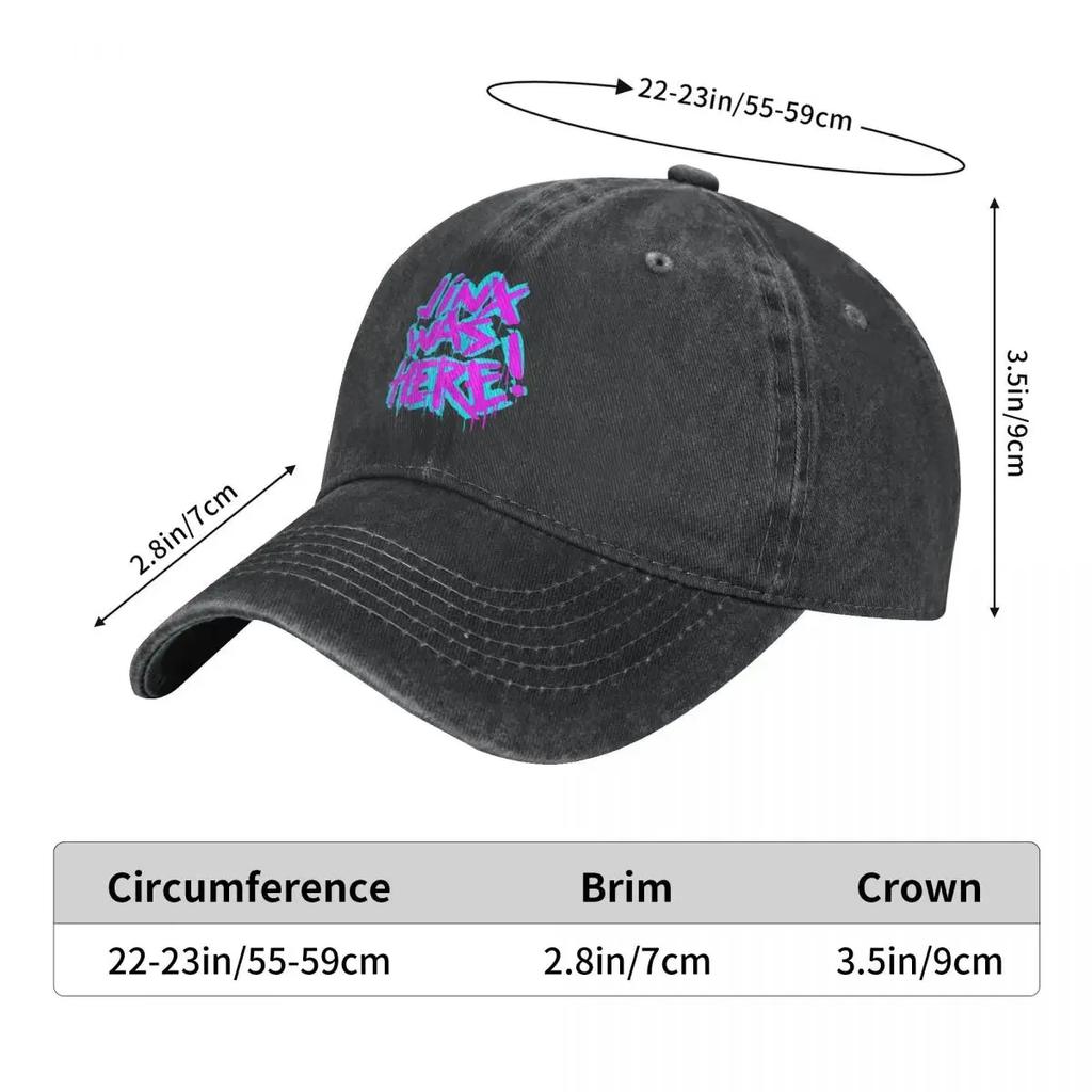 Washed Men's Baseball Cap JINX WAS HERE Cool Trucker Snapback Cowboy Caps Dad Hat Arcane League Of Legends LOL Game Golf Hats