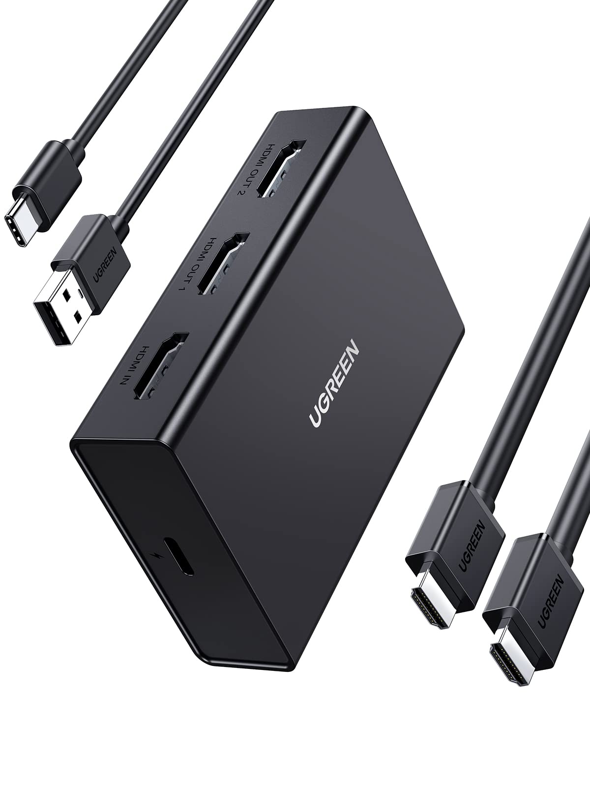 

Разветвитель HDMI UGREEN 1 вход 2 выхода Разветвитель HDMI Кабель поддерживает вывод 3D-видео на 2 экрана одновременно для работы с 4K@60 Гц [HDMI включен]