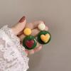 Pinkdudu Vintage Red & Green Color-Block Heart Acrylic Drop Earrings Small Batch Designer Stud for Women Unique Retro Statement Jewelry PD2566