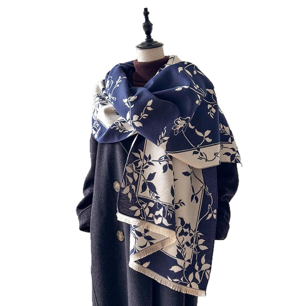 Premium Camellia Jacquard Scarf Women's Small Fragrant Shawl Versatile Air Conditioning Room Blanket Warm Scarf