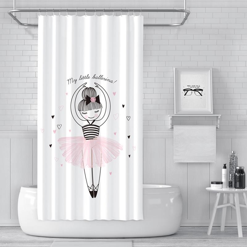 Bathroom Thickened Waterproof Curtain Mildew Proof Shower Curtain Shower Partition Curtain Shower Curtain Bathroom Curtain Free Perforation