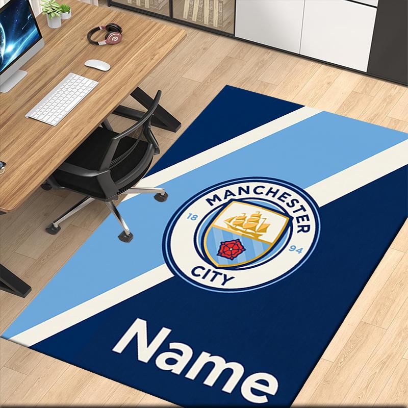 Custom Name Manchester City Printed Carpet Rug For Office Chair Living Room Bedroom Kitchen Room Decor Gifts