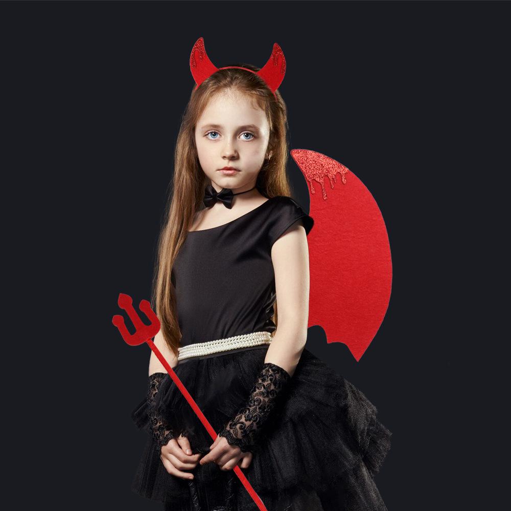 New Style, Halloween, Adult, Children, Red Devil Set, Headband, Wings, Ghost Festival Set, Dress Up Props