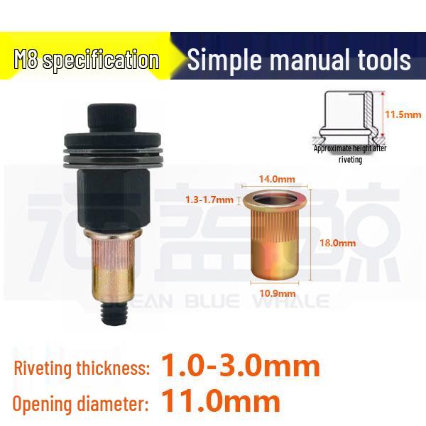 Pop Rivet Nut Tool for License Plates & Sheet Metal – Manual Flat Head Pull Nut