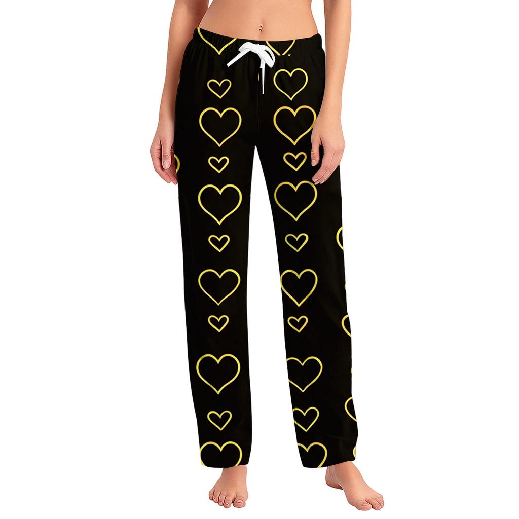 Women's Valentine's Day Heart,themed Casual Milk Silk Fleece Pants, Sleep Pants, Home Pants