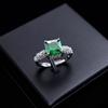 Jewelry imitation 8X8 square sapphire emerald ring, full diamond red corundum colored treasure ring