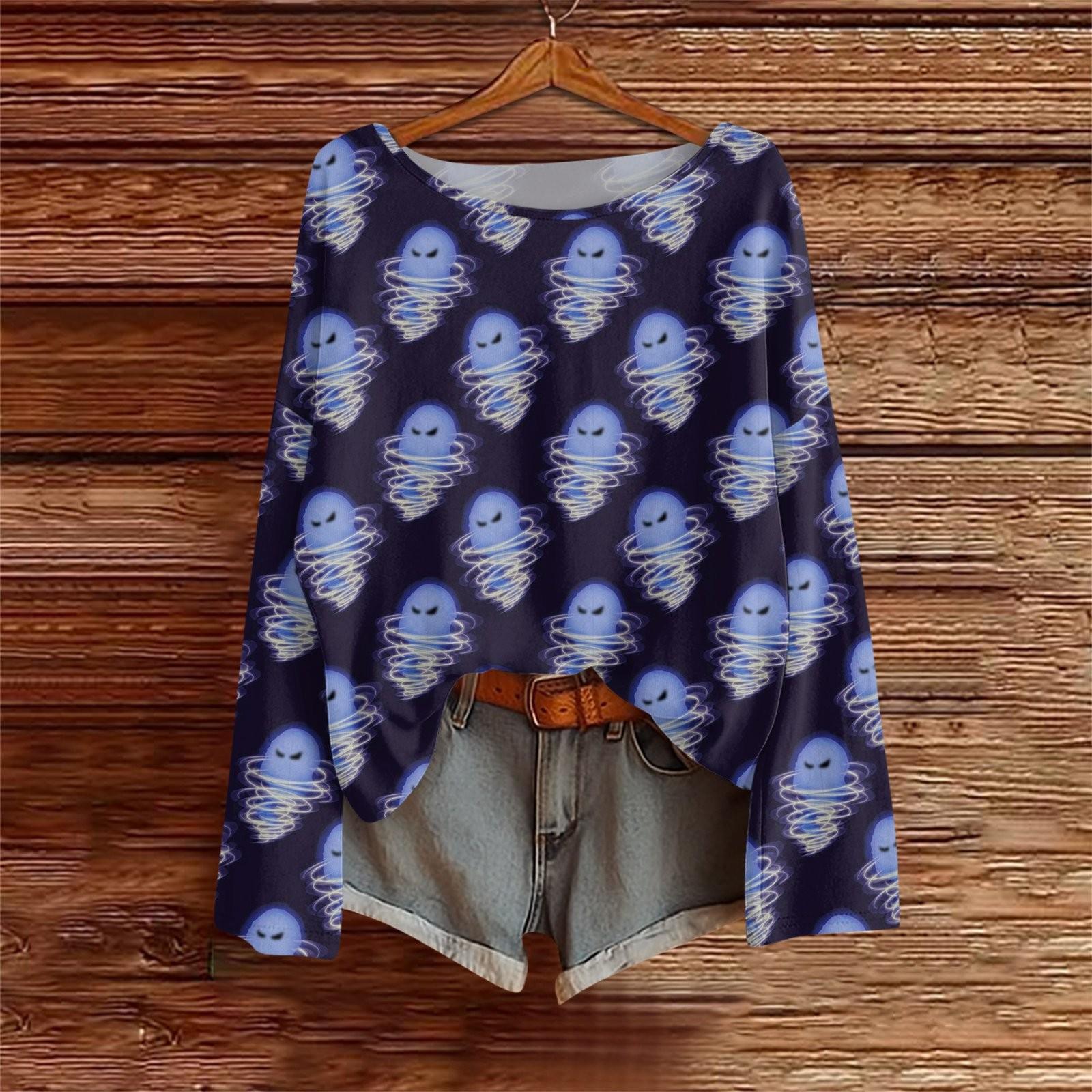 

Рубашки с длинным рукавом для женщин, футболки с принтом, блузки, повседневные базовые топы больших размеров, пуловеры L