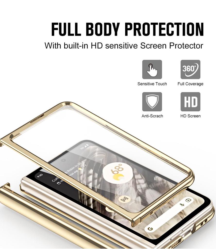 Google Pixel Fold Electroplated Phone Case with Pen Slot, Full Coverage, Anti-Drop, for Folding Screen.