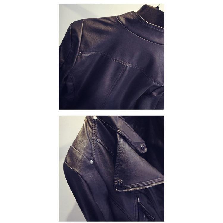 Fashion Women's Spring and Autumn Short Slim Motorcycle PU Leather Jacket