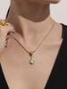 Oumaijia Collier Pendentif Goutte d'Eau en Verre Vert Bleu de Luxe Français pour Femmes – Bijou Chaîne Clavicule Minimaliste
