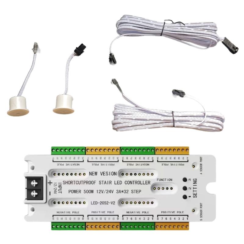 32 Channel Motion 12V 24V LED Stair Light Controller Replacement Staircase Ladder Step Light Controller