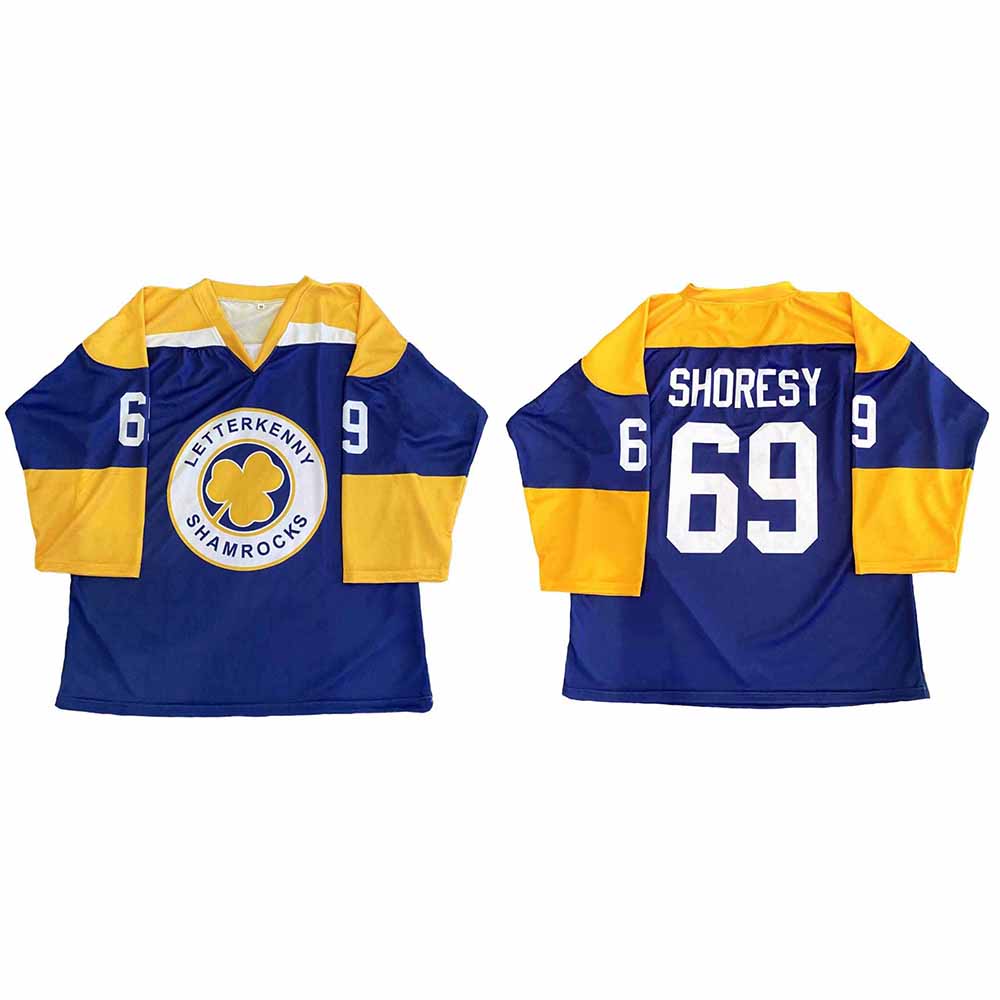 Letterkenny Shamrocks Shoresy Jersey Mens #69 Shore Custom Hockey Long Sleeve V-neck Unisex Streetwear Graphic Print T-shirt Top