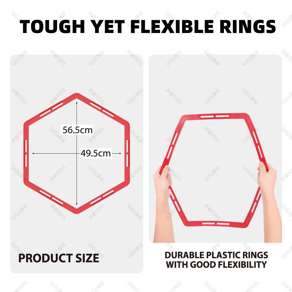 Hexagon Agility Rings Toy Set for Kids Outdoor Fitness Training Equipment Soccer Footwork Trainer 6-Pack