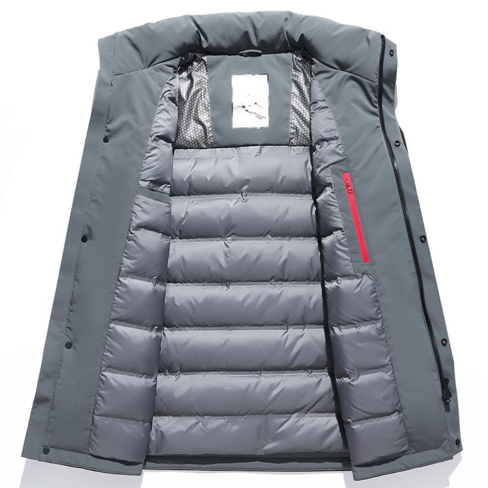 Winter Medium and Long Men's Down Jacket Business Casual Thermal Coat Hooded Middle-aged and Elderly Dad Jacket